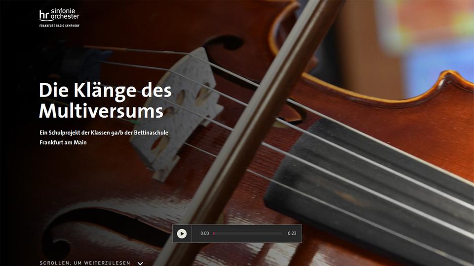 Screenshot der Startseite der Multimedia-Dokumentation "Die Klänge des Multiversums"